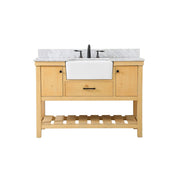 Elegant Clement 48" Single Vanity, Natural Wood/Backsplash - VF60148NW-BS