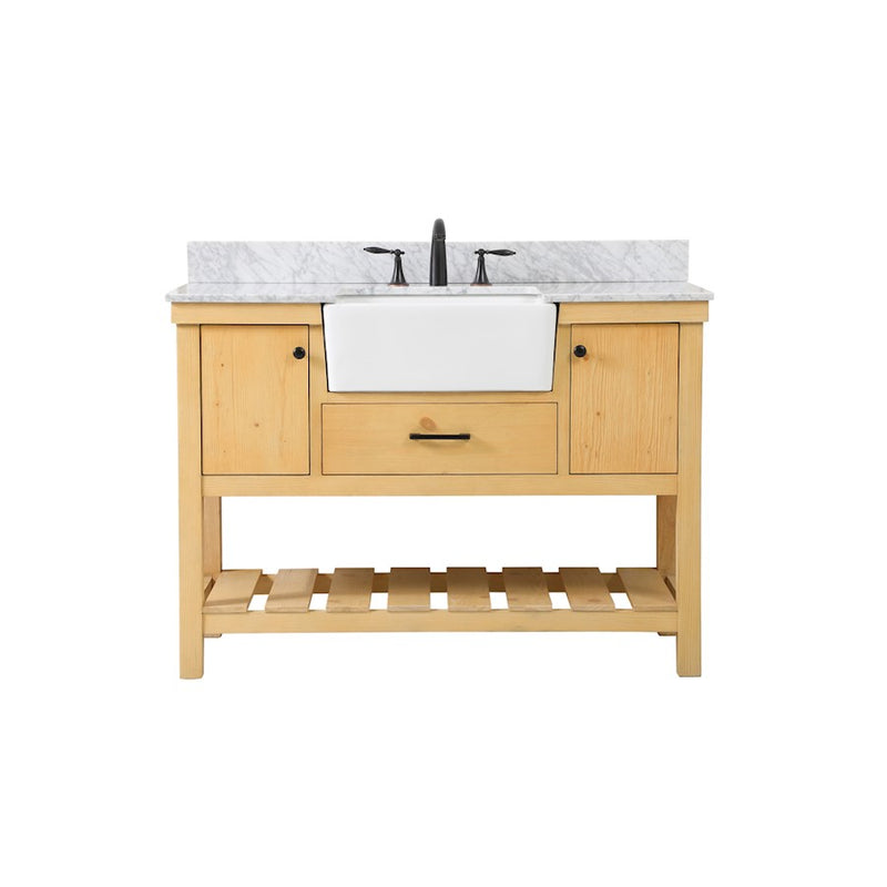 Elegant Clement 48" Single Vanity, Natural Wood/Backsplash - VF60148NW-BS