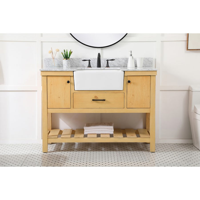 Elegant Clement 48" Single Vanity, Natural Wood/Backsplash