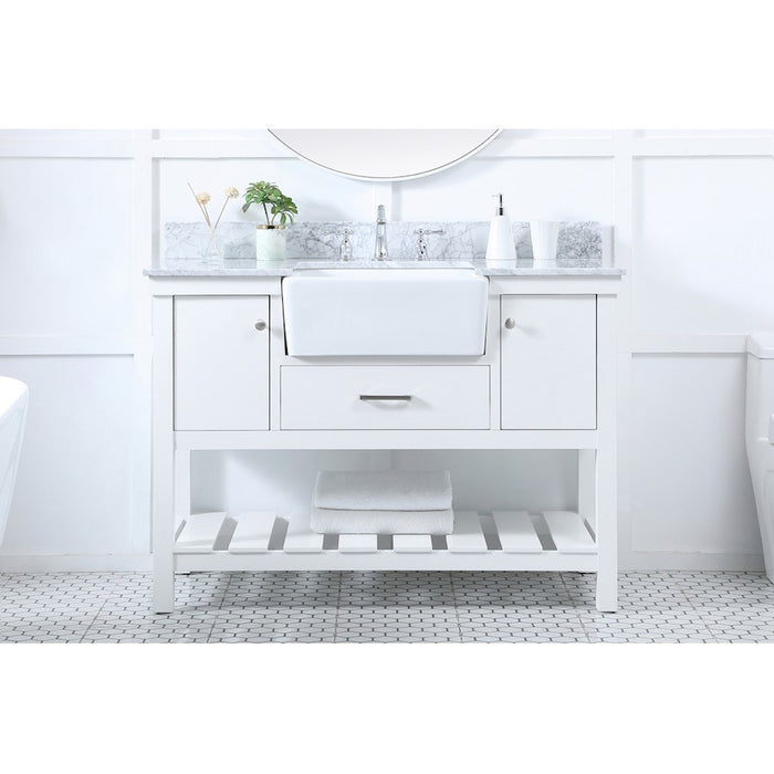 Elegant Clement 48" Single Bathroom Vanity, White/Backsplash