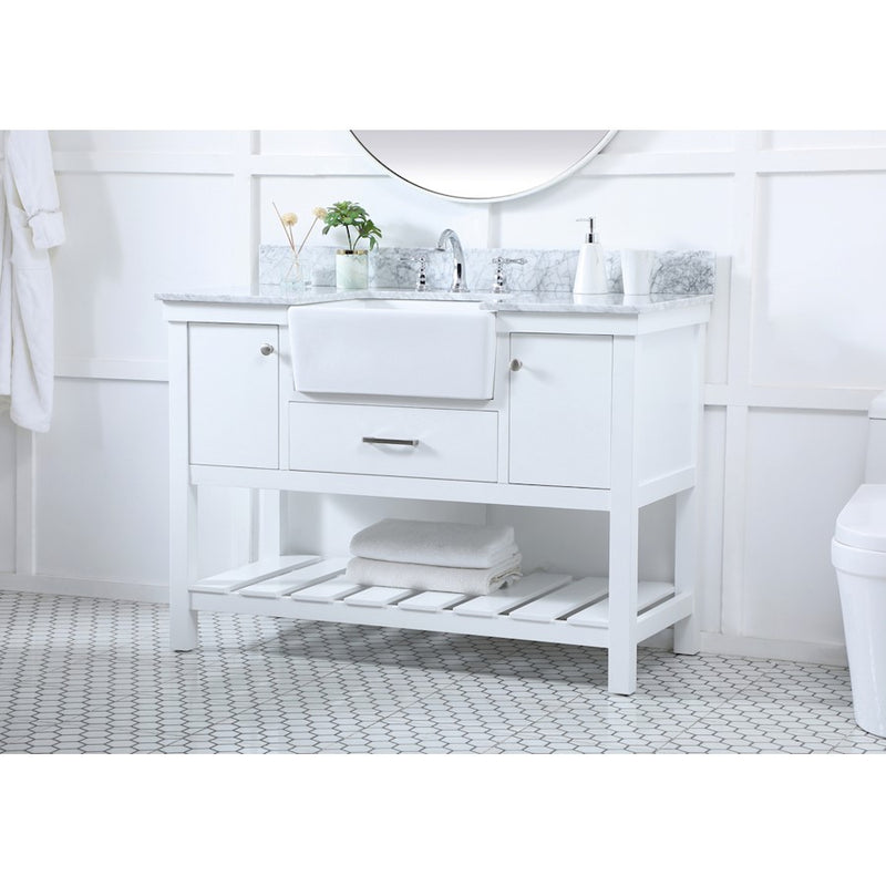 Elegant Clement 48" Single Bathroom Vanity, White/Backsplash