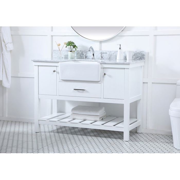 Elegant Clement 48" Single Bathroom Vanity, White/Backsplash