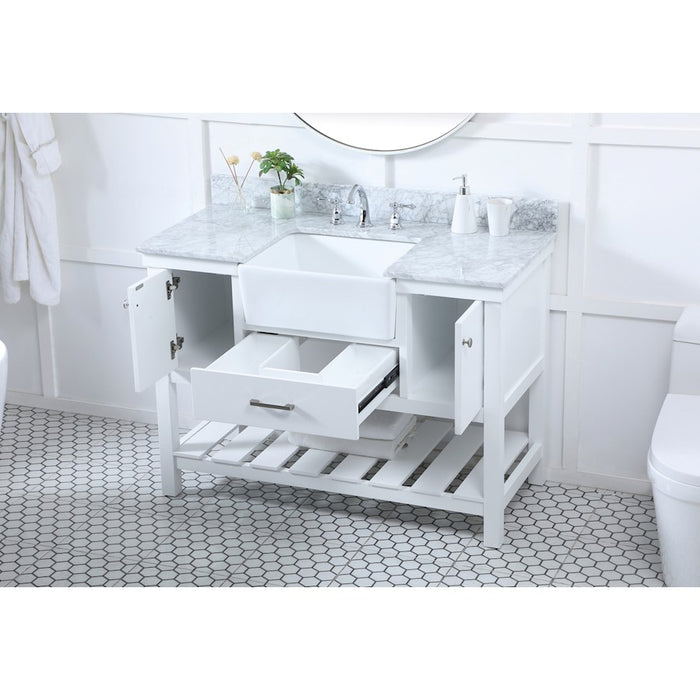 Elegant Clement 48" Single Bathroom Vanity, White/Backsplash
