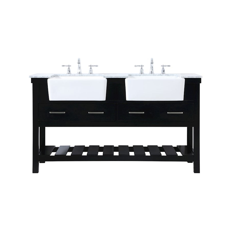 Elegant Kitchen/Bath Clement 60" Double Bathroom Vanity, Black - VF60160DBK