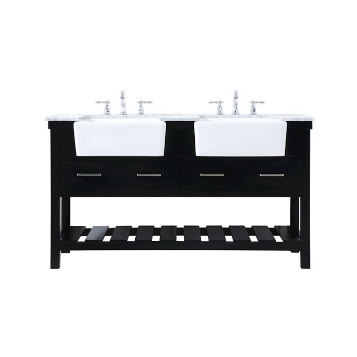 Elegant Kitchen/Bath Clement 60" Double Bathroom Vanity, Black - VF60160DBK