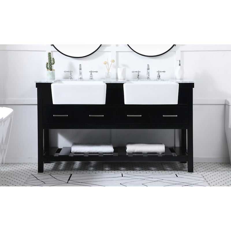 Elegant Kitchen/Bath Clement 60" Double Bathroom Vanity, Black