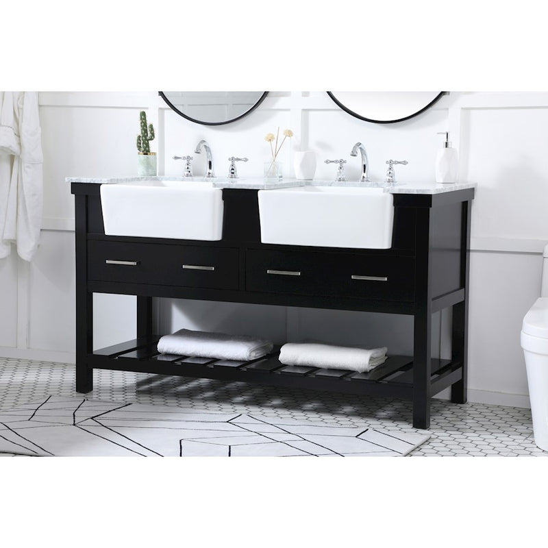 Elegant Kitchen/Bath Clement 60" Double Bathroom Vanity, Black