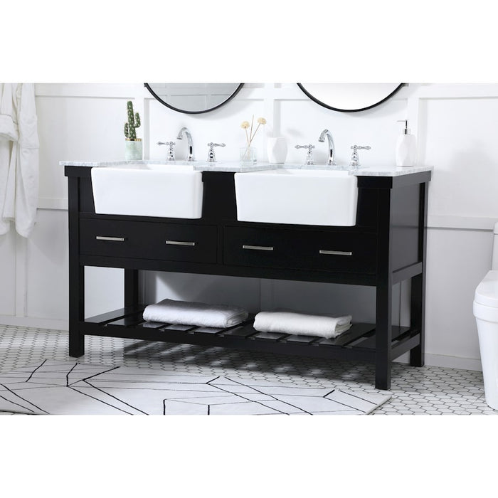 Elegant Kitchen/Bath Clement 60" Double Bathroom Vanity, Black