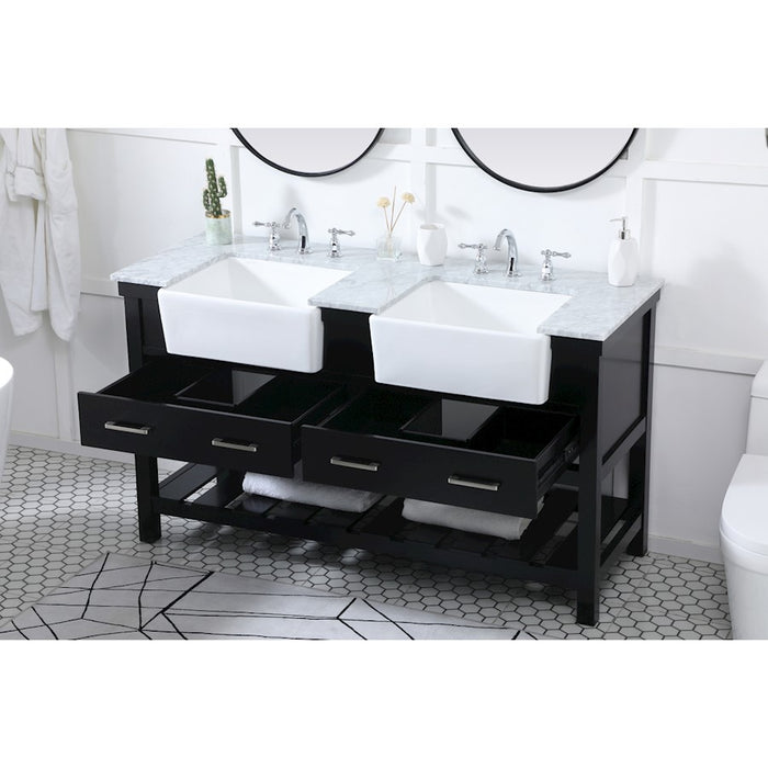 Elegant Kitchen/Bath Clement 60" Double Bathroom Vanity, Black