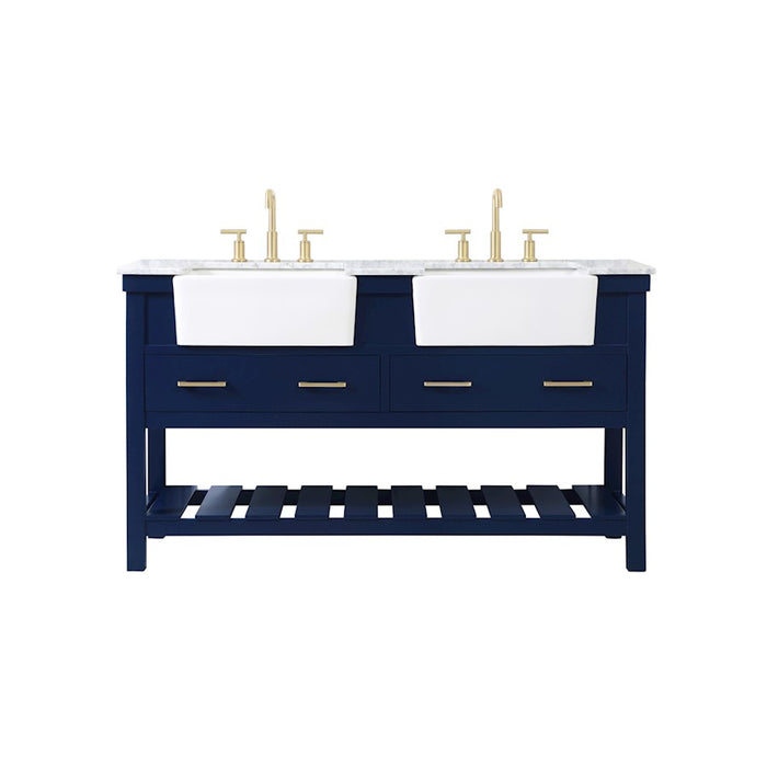 Elegant Kitchen/Bath Clement 60" Double Bathroom Vanity, Blue - VF60160DBL