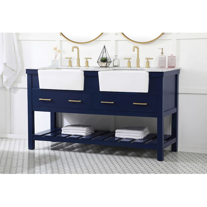 Elegant Kitchen/Bath Clement 60" Double Bathroom Vanity, Blue