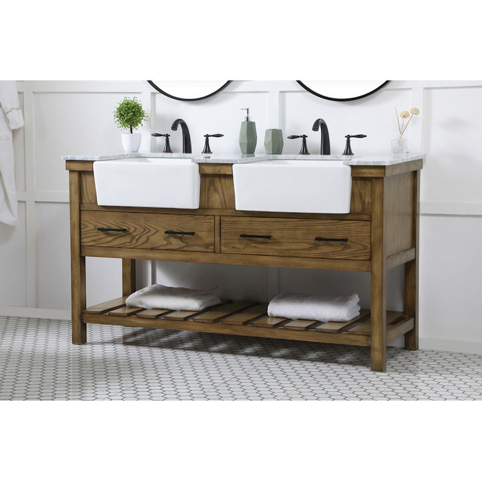 Elegant Kitchen/Bath Clement 60" Double Bathroom Vanity, Driftwood