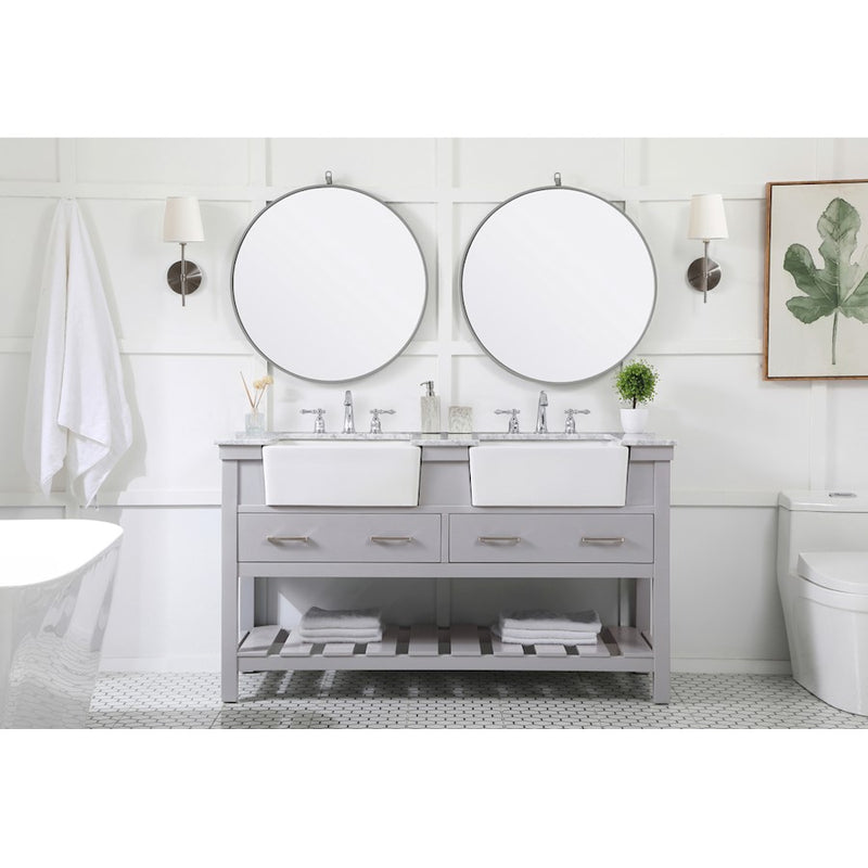 Elegant Kitchen/Bath Clement 60" Double Bathroom Vanity, Driftwood
