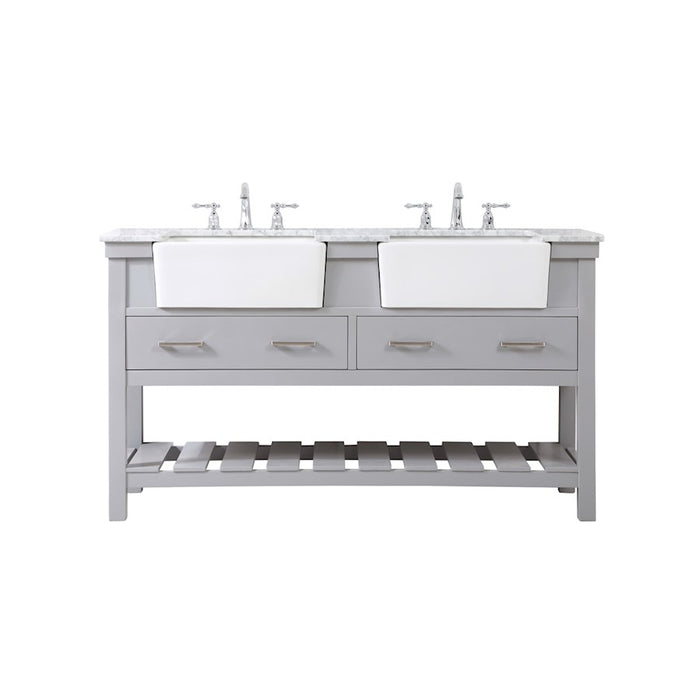 Elegant Kitchen/Bath Clement 60" Double Bathroom Vanity, Grey - VF60160DGR