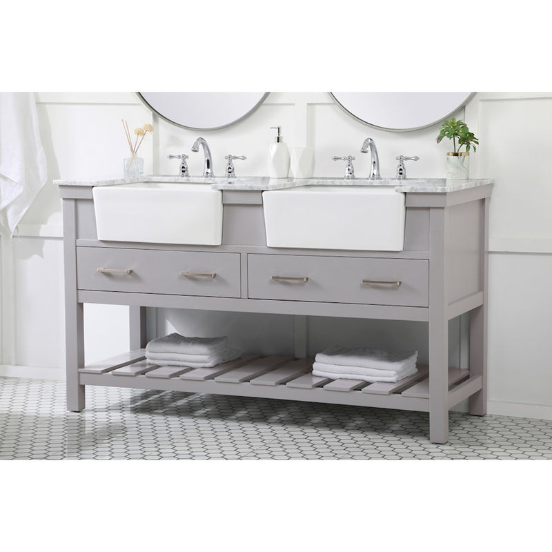Elegant Kitchen/Bath Clement 60" Double Bathroom Vanity, Grey