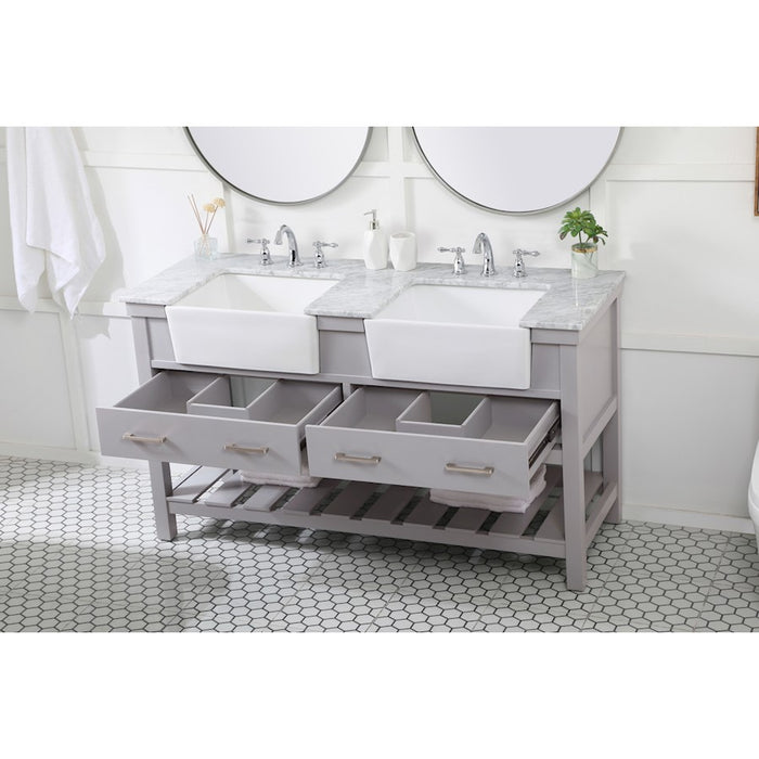 Elegant Kitchen/Bath Clement 60" Double Bathroom Vanity, Grey