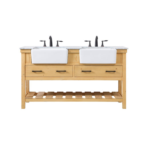 Elegant Clement 60" Double Bathroom Vanity, Natural Wood - VF60160DNW