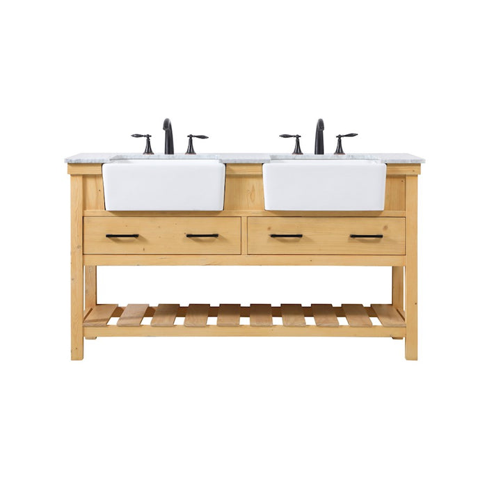 Elegant Clement 60" Double Bathroom Vanity, Natural Wood - VF60160DNW