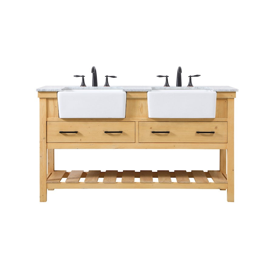 Elegant Clement 60" Double Bathroom Vanity, Natural Wood - VF60160DNW