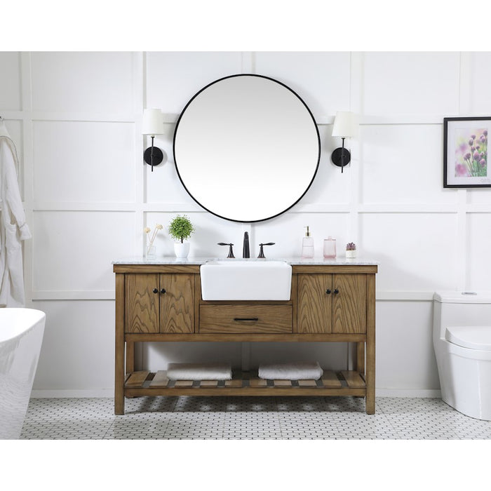 Elegant Clement 60" Double Bathroom Vanity, Natural Wood