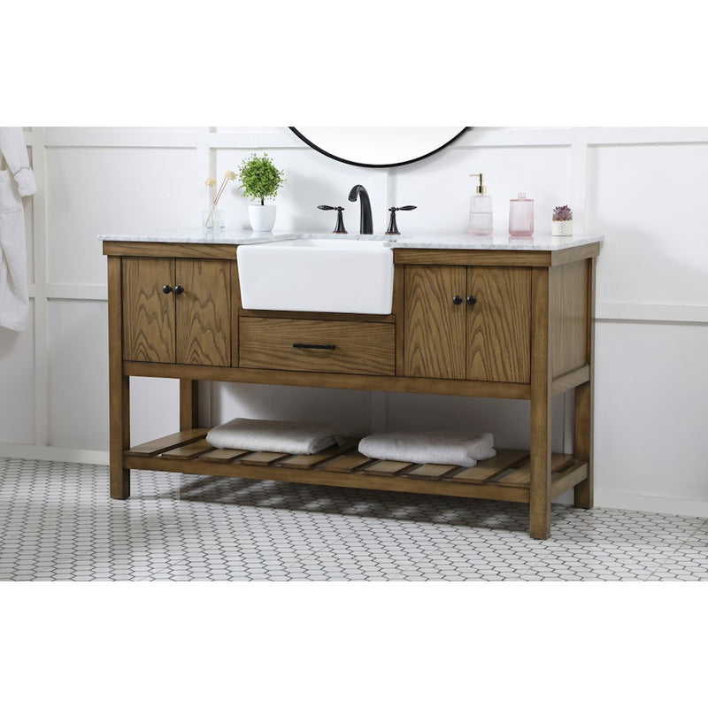 Elegant Kitchen/Bath Clement 60" Single Bathroom Vanity, Driftwood