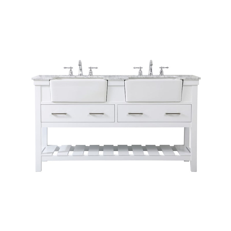 Elegant Kitchen/Bath Clement 60" Double Bathroom Vanity, White - VF60160DWH