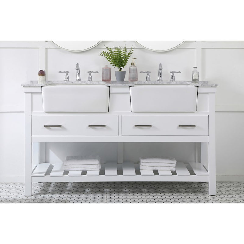 Elegant Kitchen/Bath Clement 60" Double Bathroom Vanity, White