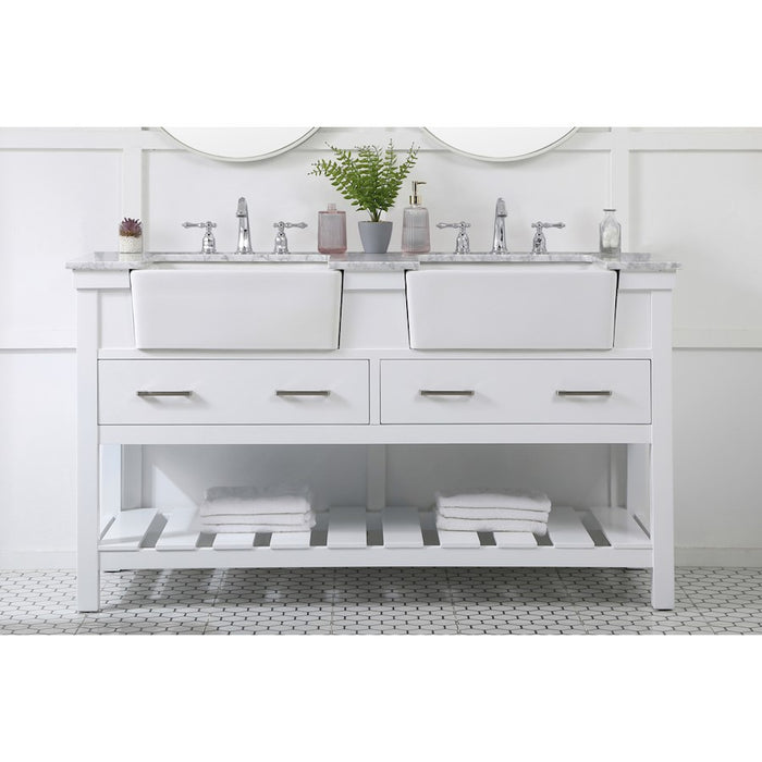 Elegant Kitchen/Bath Clement 60" Double Bathroom Vanity, White