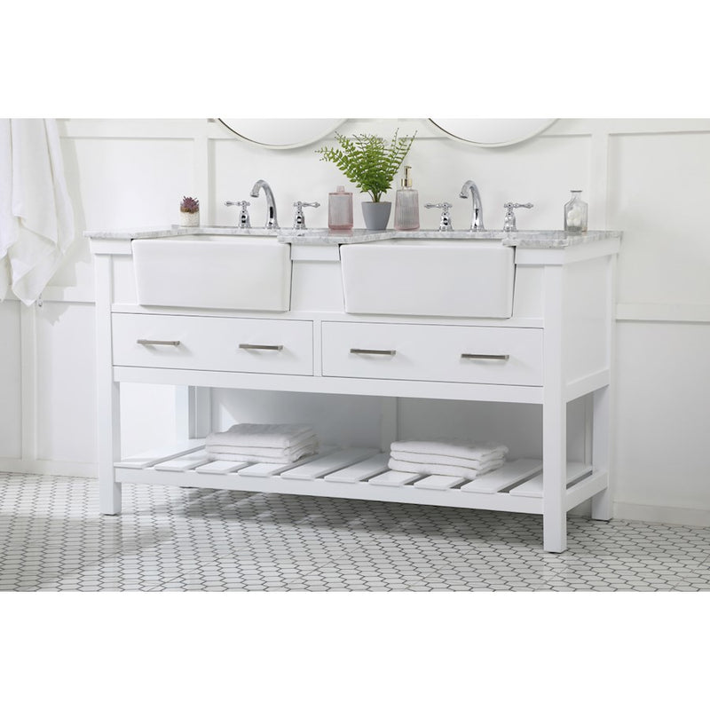 Elegant Kitchen/Bath Clement 60" Double Bathroom Vanity, White