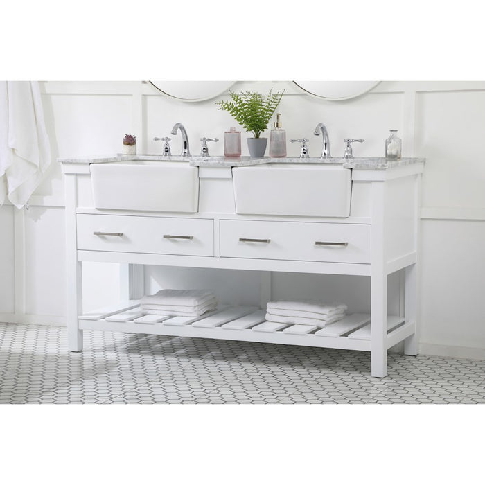 Elegant Kitchen/Bath Clement 60" Double Bathroom Vanity, White