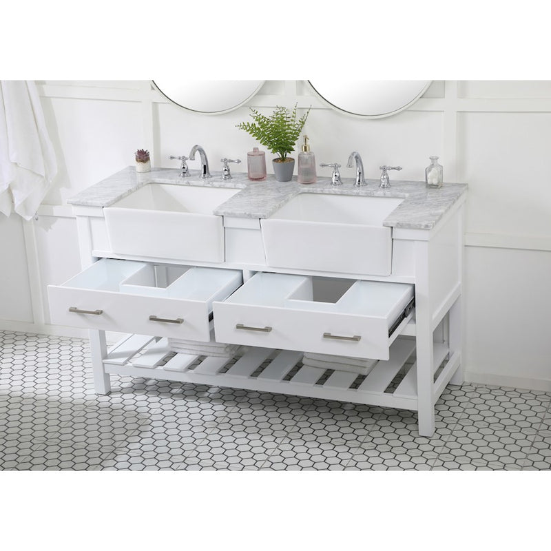 Elegant Kitchen/Bath Clement 60" Double Bathroom Vanity, White
