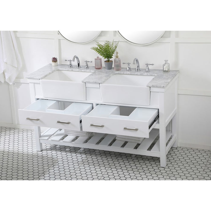 Elegant Kitchen/Bath Clement 60" Double Bathroom Vanity, White