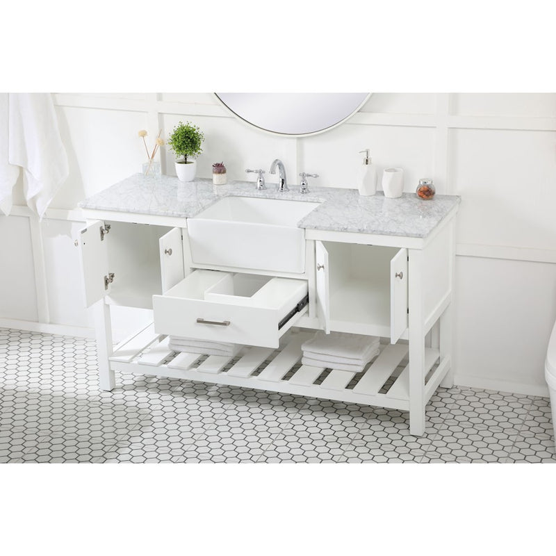 Elegant Kitchen/Bath Clement 60" Single Bathroom Vanity, White