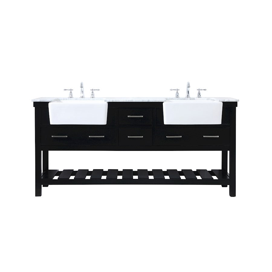 Elegant Kitchen/Bath Clement 72" Double Bathroom Vanity, Black - VF60172DBK