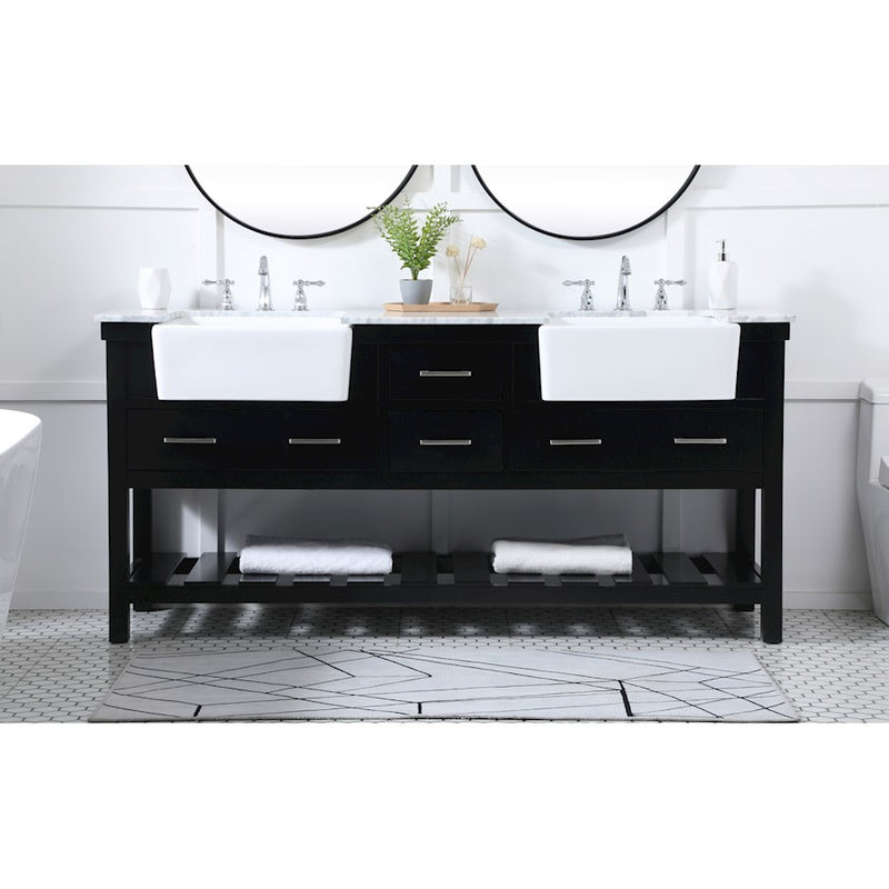 Elegant Kitchen/Bath Clement 72" Double Bathroom Vanity, Black