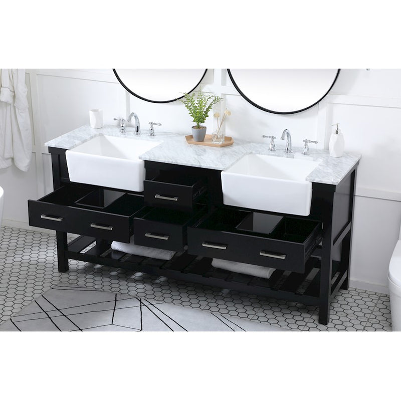 Elegant Kitchen/Bath Clement 72" Double Bathroom Vanity, Black