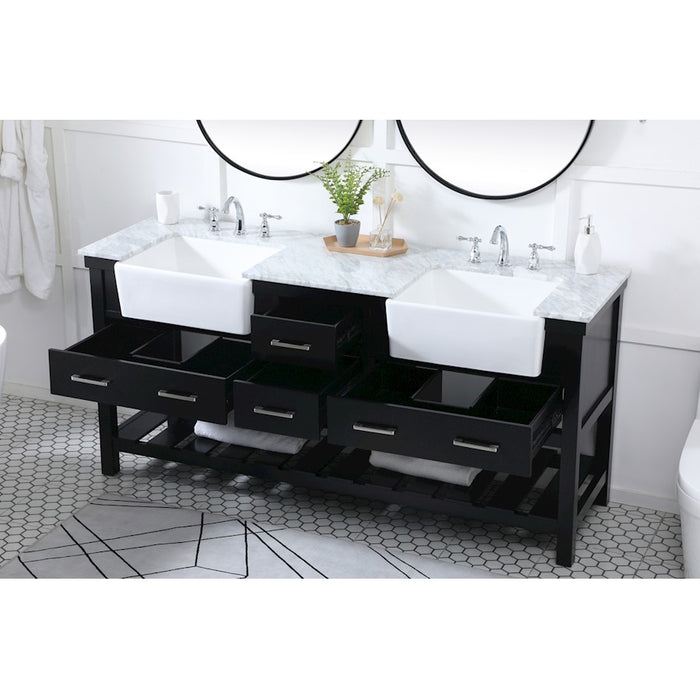 Elegant Kitchen/Bath Clement 72" Double Bathroom Vanity, Black