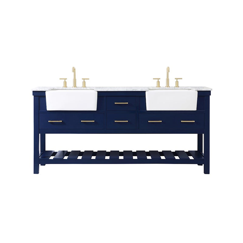Elegant Kitchen/Bath Clement 72" Double Bathroom Vanity, Blue - VF60172DBL