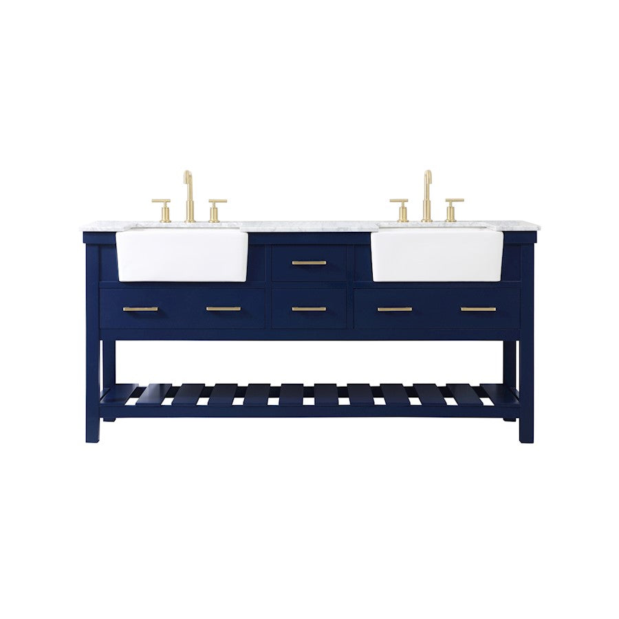 Elegant Kitchen/Bath Clement 72" Double Bathroom Vanity, Blue - VF60172DBL