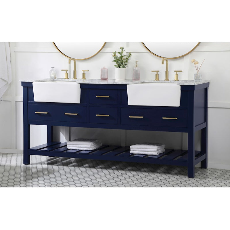 Elegant Kitchen/Bath Clement 72" Double Bathroom Vanity, Blue