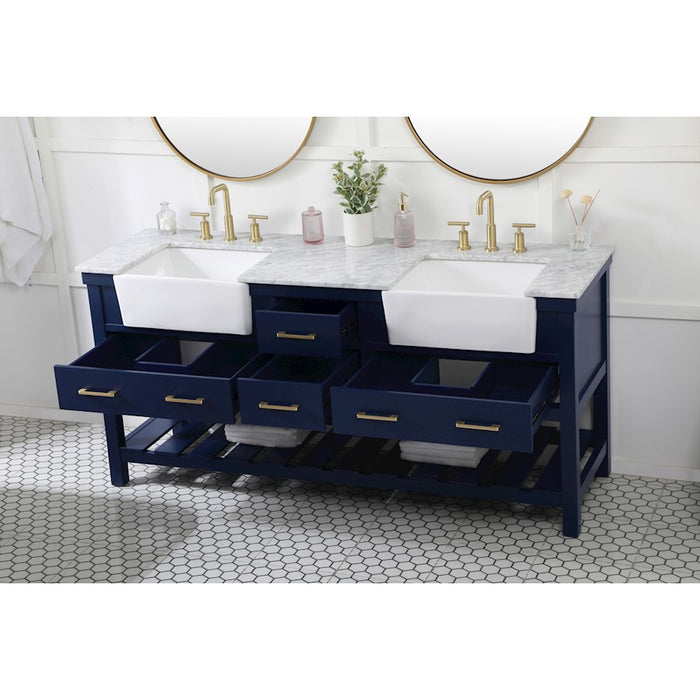 Elegant Kitchen/Bath Clement 72" Double Bathroom Vanity, Blue