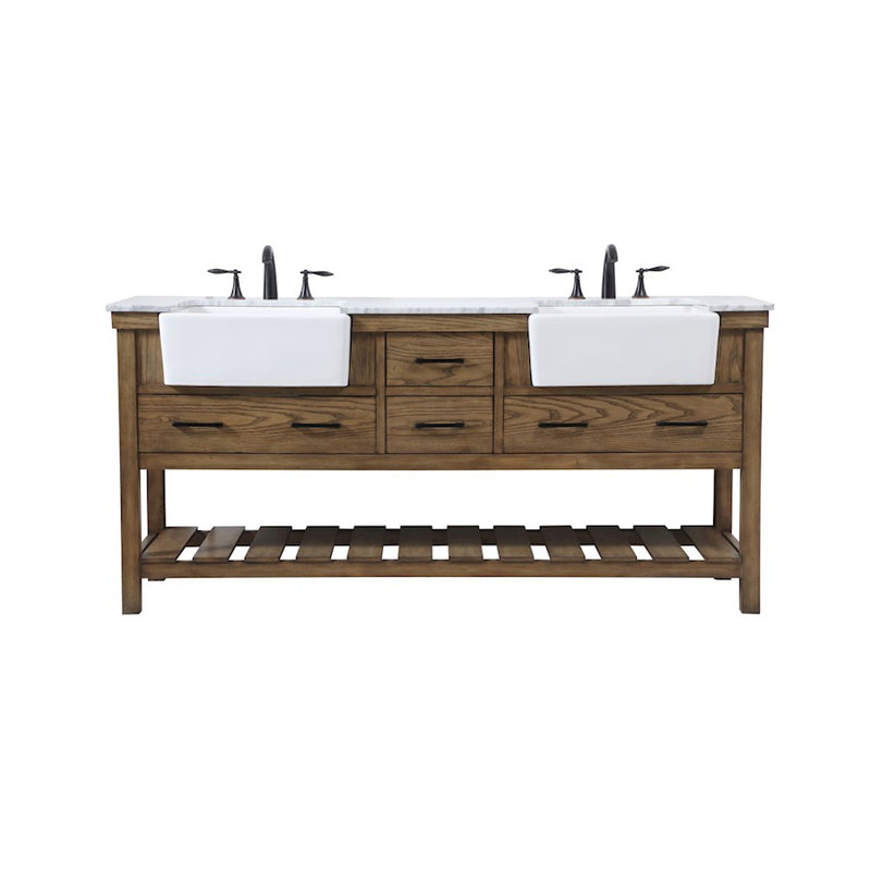 Elegant Kitchen/Bath Clement 72" Double Bathroom Vanity, Driftwood - VF60172DDW