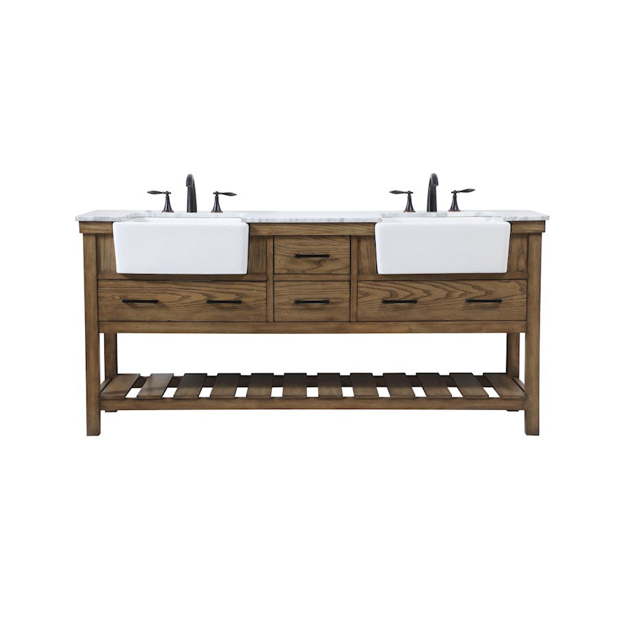 Elegant Kitchen/Bath Clement 72" Double Bathroom Vanity, Driftwood - VF60172DDW