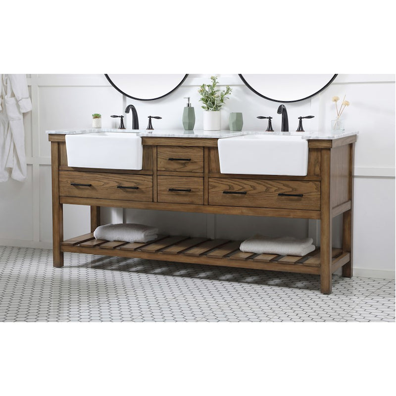 Elegant Kitchen/Bath Clement 72" Double Bathroom Vanity, Driftwood