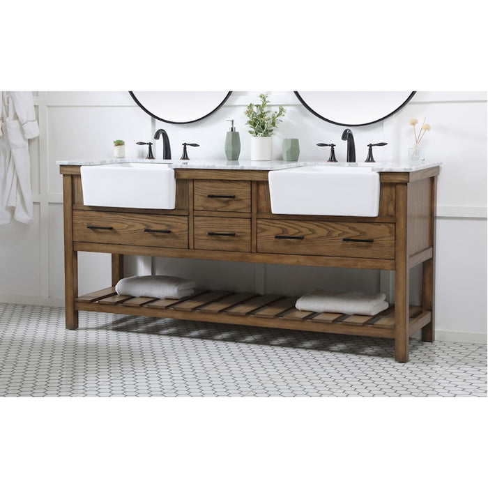 Elegant Kitchen/Bath Clement 72" Double Bathroom Vanity, Driftwood