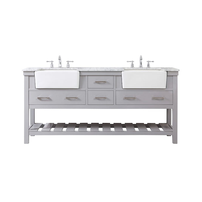Elegant Kitchen/Bath Clement 72" Double Bathroom Vanity, Grey - VF60172DGR