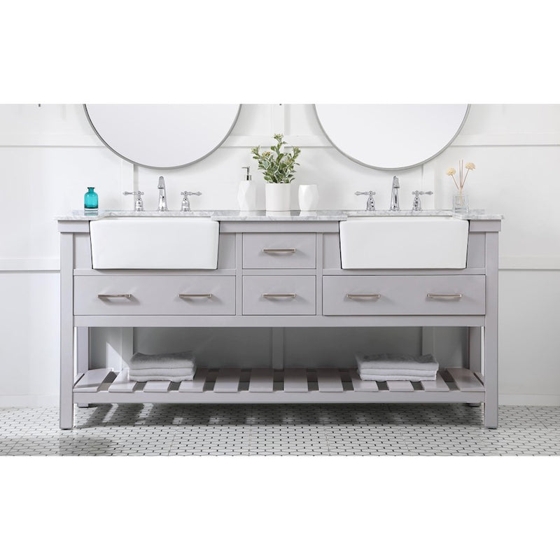 Elegant Kitchen/Bath Clement 72" Double Bathroom Vanity, Grey