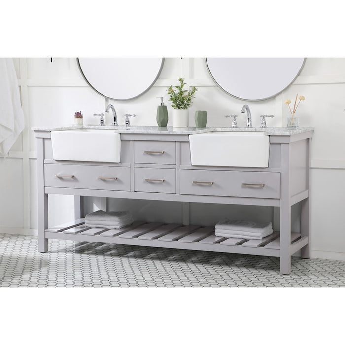 Elegant Kitchen/Bath Clement 72" Double Bathroom Vanity, Grey