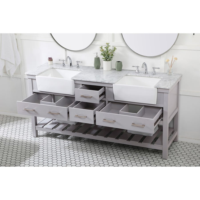 Elegant Kitchen/Bath Clement 72" Double Bathroom Vanity, Grey