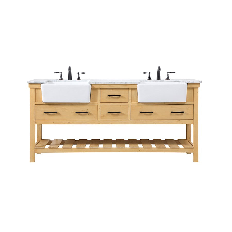 Elegant Clement 72" Double Bathroom Vanity, Natural Wood - VF60172DNW